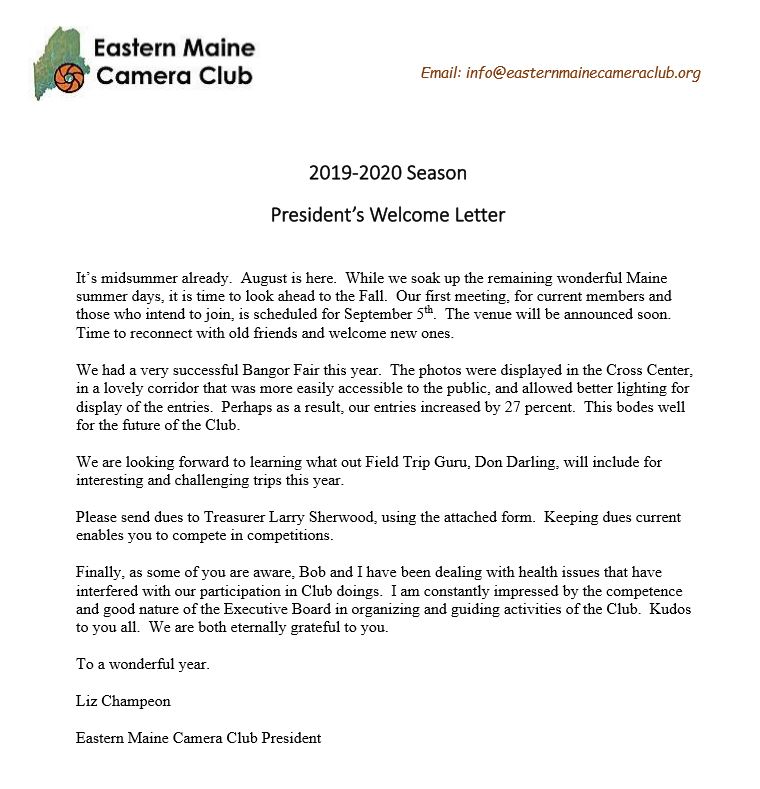 Welcome Letter 2019-2020